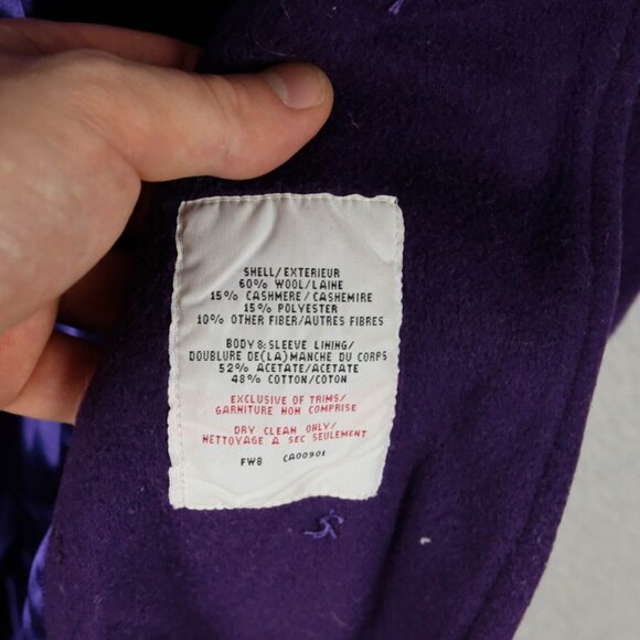 London Fog Coat Womens 12 M Purple Wool Cashmere Double Breasted Heavy 80S - Picture 10 of 10